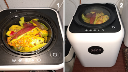 Equipo Hogar 1 kg con residuos crudos en operación